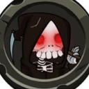 skull with ripped hood